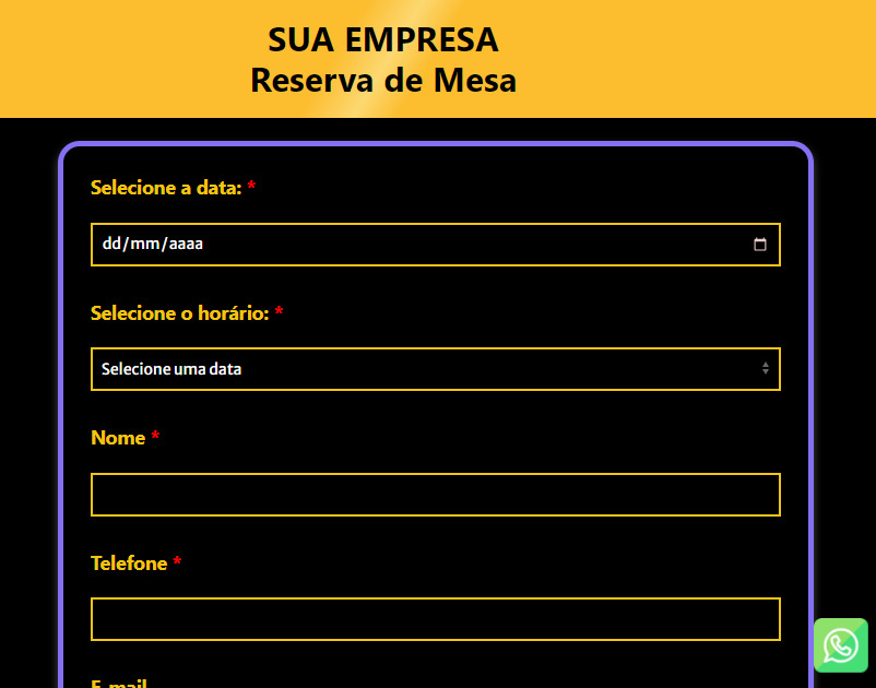 Tela do sistema PegaMesa mostrando a interface para gestão de reservas de mesa, incluindo opções de personalização e gerenciamento